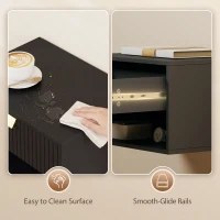 HOMCOM Set of 2 Wall Mounted Nightstands, Floating Bedside Tables with Fluted Drawer and Open Shelf for Small Bedroom, Black(m-7)