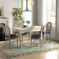 HOMCOM Lot de 4 chaises de Salle à Manger - Chaise de Salon médaillon Style Louis XVI - Bois Massif sculpté, patiné(m-10)