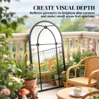 Outsunny Arched Mirror, Shatterproof Acrylic Windowpane Wall Mounted Mirror with Robust Metal Frame, 100 x 60 cm, Black(m-6)