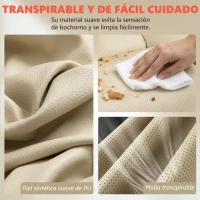 HOMCOM Silla de Oficina con Masaje Vibratorio de 4 Puntos Calor Lumbar Brazos Abatibles Respaldo Alto Altura Ajustable Crema(m-8)