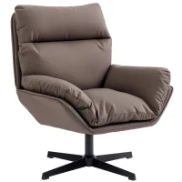 HOMCOM Accent Chair with 360 Swivel Armchair for Living Room with Padded Cushion Dark Brown(m-1)