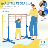 HOMCOM Bară pentru Gimnastică Artistică sau Dans Clasic Reglabilă pe Înălțime 92-150 cm, Albastră(m-4)