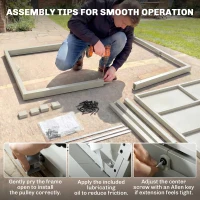 Outsunny Stół Ogrodowy Rozkładany 154/214 x 85 cm Aluminiowy Stół Jadalniany dla 8-10 Osób z Imitacją Drewna Jasnoszary(m-7)