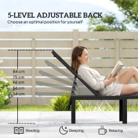 Outsunny Reclining Sun Lounger - Dark Blue(m-4)