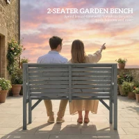 Outsunny 2 Seater Wooden Garden Bench, Slatted Patio Bench with Armrest and Backrest, Outdoor Furniture for Indoor, Balcony(m-4)