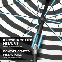 Outsunny 1.8 m Beach Umbrella Parasol with Sand Anchor, Portable 30° Tilting Patio Sun Shade with Adjustable Height, Grey/White(m-7)