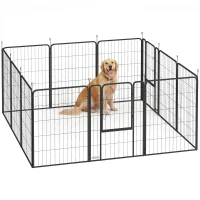 PawHut 12-Panel Solid Dog Playpen with Doors, for Large Dogs, 100cm Tall, Black(m-6)