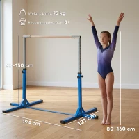 HOMCOM Sbarra per Ginnastica Artistica o Danza Classica Regolabile in Altezza 92-150 cm, Blu(m-3)