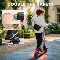 SPORTNOW Folding Electric Scooter for Kids, with Dual Brakes, Front Suspension, LED Colourful Lights, Pink(m-9)