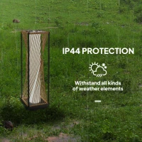 Outsunny Rattan Solar Garden Lights, Auto On/Off LED Floor Lamp, Sand Brown(m-7)