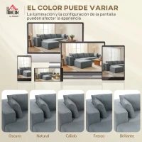 HOMCOM Sofá Seccional en Forma de U Sofá Modular con 2 Taburetes 2 Almohadas Reposabrazos Anchos sin Montaje Gris(m-7)