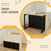 HOMCOM Stół barowy z krzesłami, składany blat, zestaw 3-częściowy(m-6)