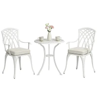 Outsunny Three-Piece Cast Aluminium Bistro Set - White(m-10)