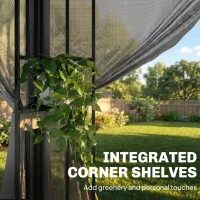 Outsunny 3 x 3.6 m Outdoor Garden Gazebo with Post Shelves, UPF50+ Patio Permanent Pavilion with Hook, Dark Grey(m-5)