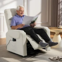 HOMCOM Sillón Levanta Personas con 8 Punto de Masaje Reposapiés Mando a Distancia y Bolsillo Lateral 83x92x110 cm Beige(m-9)