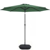 Outsunny 2.7 m Garden Parasol Umbrella with Cross Base and Sandbag, Retractable Ribs, Outdoor Table Market Umbrella, Green(m-11)