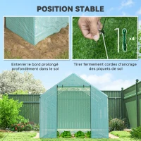 Outsunny Serre de jardin tunnel 2 x 3m, 6m² avec porte enroulable, 4 fenêtres, - Acier galvanisé PE Haute densité Vert(m-6)