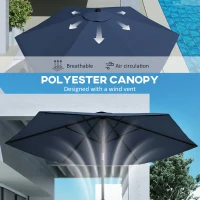 Outsunny 2.6 m Garden Parasol Umbrella with Aluminium Pole, Outdoor Patio Umbrella with Tilt and Crank, Vent, Navy Blue(m-6)