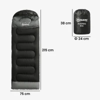 Outsunny Sleeping Bag for Adults, Lightweight & Compact Sleeping Bag, 3 Seasons, Black(m-3)
