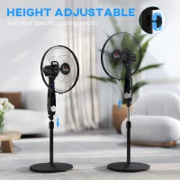 HOMCOM 16" Pedestal Standing Floor Fan, Oscillation Cooling Fan with Remote Control, Black(m-8)