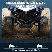AIYAPLAY Quad Eléctrico para Niños 6 V Quad para Niños de 37 a 72 Meses Velocidad hasta 3 km/h Faros y Música 70x42x45 cm Blanco(m-4)