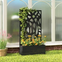 Outsunny Metal Raised Garden Bed with Trellis, Outdoor Planter Box with Privacy Screen, Elevated Garden Box for Climbing Plants(m-8)