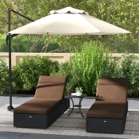 Outsunny Conjunto de 2 Colchões para Espreguiçadeira transat Alças de fixação para Jardim APENAS COLCHÕES 196L x 55l cm Castanho(m-2)