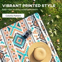 Outsunny Picnic Blanket, 200x200CM Large Beach Blanket Outdoor Picnic Mat with Integrated Strap for Camping, Mix-Colour(m-8)