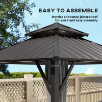 Outsunny 3 x 3(m) Hardtop Gazebo Canopy with Metal Roof, Waterproof Permanent Pavilion Garden Gazebo with Netting, Curtains, Grey(m-5)