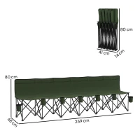 Outsunny 6 Seater Folding Camping Chair with Cup Holder & Carry Bag - Green(m-3)