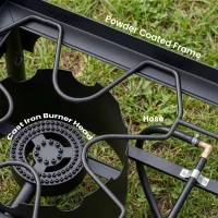 Outsunny Double Burner Camping Stove, 150,000 BTU High Pressure Camping Gas Stove with Detachable Legs, Black(m-7)