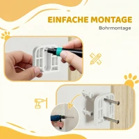 PawHut Traphek deurbeveiliging 74,5-111,5 cm deurhek met automatisch sluiten aan beide zijden met één hand te openen wit(m-8)