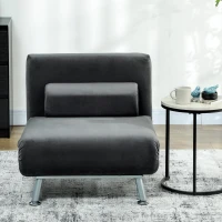HOMCOM Fotoliu-Pat Single Reglabil din Material cu Aspect de In Gri Închis(m-6)