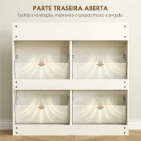 HOMCOM Sapateira Estreita com 4 Portas Sapateira para Entrada com 2 Gavetas para 8 Pares de Sapatos 98x19,2x95,3 cm Branco(m-7)