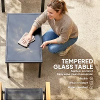 Outsunny Outdoor Sofa 4 Seater Garden Sofa Set with Loveseat 2 Chairs and Coffee Table Black(m-6)