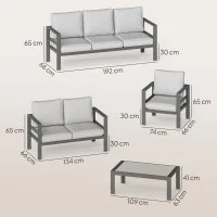 Outsunny 5 Pieces Aluminium Garden Furniture Set with Olefin Cushions, Extra Deep Outdoor Garden Sofa Set, Dark Grey(m-3)