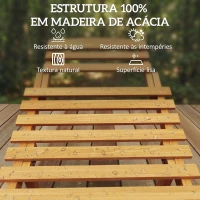 Outsunny Espreguiçadeira Dobrável de Madeira de Acácia com Almofada e Pega de Transporte para Jardim e Terraço 183x54x63 cm Bege(m-4)