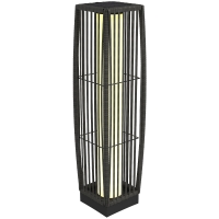 Outsunny Solar Rattan Floor Lamp, Outdoor Garden Lantern with Auto On/Off LED Lights, IP44 for Patio, Terrace, Dark Grey