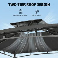 Outsunny 3 x 3 m Gazebo, Garden Gazebo with 2-Tier Roof, Metal Frame, Dark Grey(m-6)