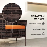 Outsunny Two-Seat Rattan Chair, with Middle Table - Orange(m-5)