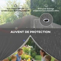 Outsunny Tonnelle de jardin 2,5 x 2,5 m pop up tonnelle pliante réglable en hauteur protection UV50+ montage facile gris foncé(m-4)