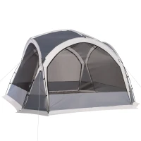 Outsunny Dome Tent for 6-8 Person, Camping Tent with 4 Zipped Mesh Doors, Removable Oxford Cloth, Lamp Hook, Portable Carry Bag, White and Grey(m-1)