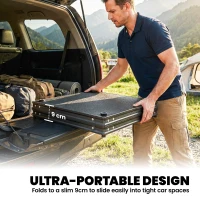 Outsunny Camping Camping Cupboards, Folding Portable Kitchen Table with 3-Tier Storage, Black(m-7)