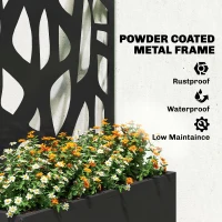 Outsunny Metal Raised Garden Bed with Trellis, Outdoor Planter Box with Privacy Screen, Elevated Garden Box for Climbing Plants(m-6)