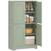 HOMCOM Aparador de cocina, mueble de cocina para almacenamiento con 4 puertas curvas y 2 estantes ajustables, 60 x 30 x 110 cm, verde(m-7)