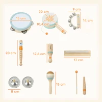 AIYAPLAY Instruments de Musique pour Enfants, Jouets Musicaux en Bois d'Inspiration avec Tambourin et Maracas pour Enfants 3+ Ans(m-3)