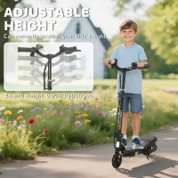 HOMCOM Foldable Electric Scooter, with LED Lights, for Ages 7-14 Years, Black(m-7)