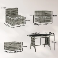 Outsunny 10 Piece Rattan Garden Furniture Set, 2 Corner Sofas with 4 Chairs, 4 Stools and Coffee Table, Outdoor Patio Furniture(m-3)