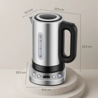 HOMCOM Electric Kettle, 1.7L, Fast Boil, 3kW Water Kettle with UK Strix Thermostat, Keep Warm Function, LCD Base, Silver Tone(m-3)