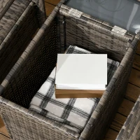 Outsunny 3 Pieces Rattan Bistro Set, Wicker Garden Furniture Set with Storage Coffee Table and Chairs, Thickened Cushions for Outdoor, Patio, Balcony, Grey(m-9)